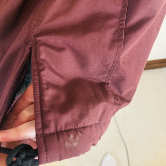 Garage Maroon Leather and faux fur Parka Winter Coat - Picture 12 of 16